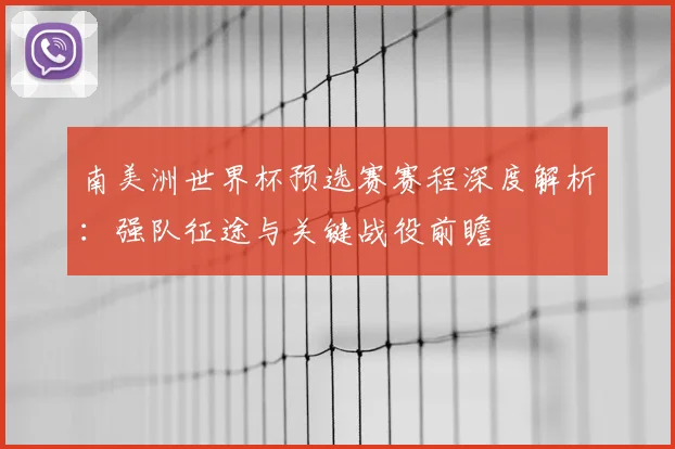 南美洲世界杯预选赛赛程深度解析：强队征途与关键战役前瞻